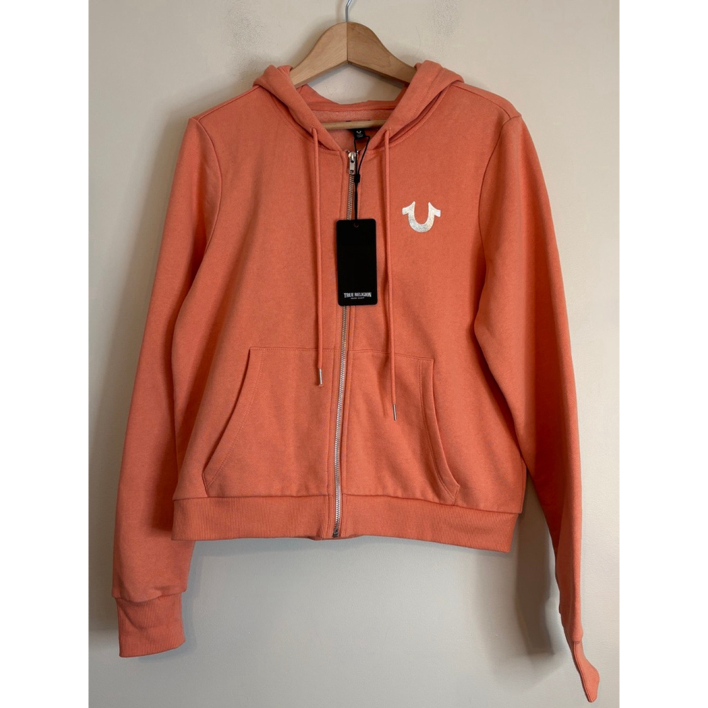 True Religion Women's Zip Hoodie Large Foil Buddha Logo